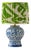 Royal Delft Blue & White Ceramic Table Lamp with New Green Ikat Shade For Sale - Image 11 of 11