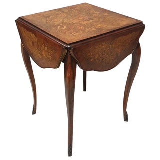 English Marquetry Drop Flap Table c.1880 For Sale