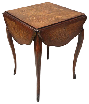 English Marquetry Drop Flap Table c.1880