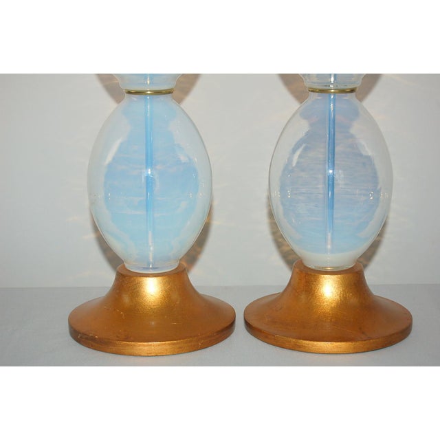 Glass Vintage Murano White Opaline Glass Lamps For Sale - Image 7 of 10
