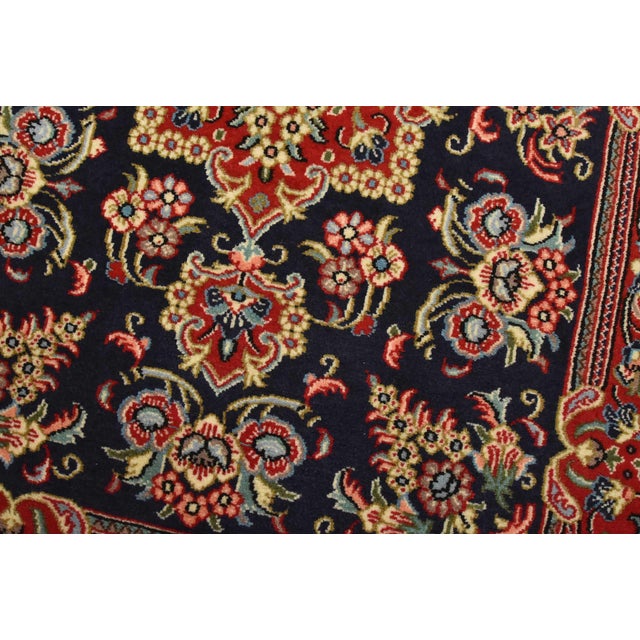 Qom Rug 2’8” X 3’11” Blue Wool Vintage Traditional Hand-Knotted Carpet For Sale - Image 4 of 10