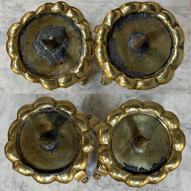 Set of Four Late 17th Century French Renaissance Brass Altar Candlesticks For Sale - Image 17 of 18