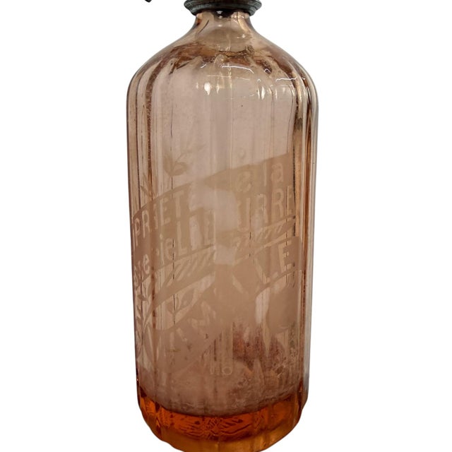 Antique French Pink Glass Seltzer Bottle, 1890s For Sale - Image 4 of 8