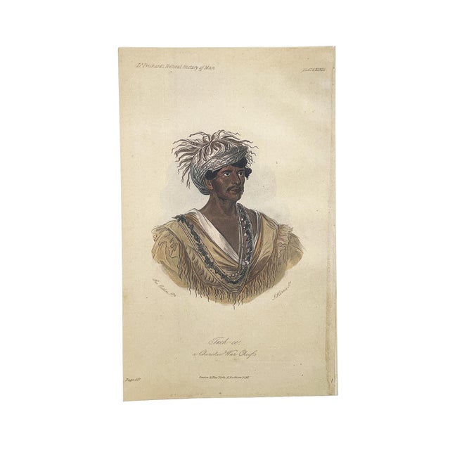 An important 19th-century hand-colored engraving depicting Tuch-ee, a Cherokee War Chief, published in 1855 as part of Dr....