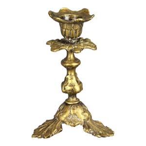 19th Century French Bronze Acorn and Oak Leaves Candlestick Holder