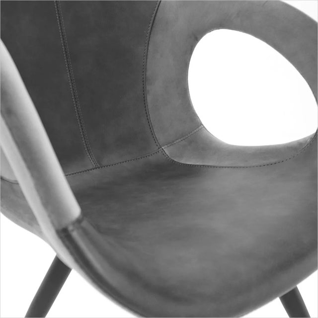 Contemporary 2022, Scan Design, Orion Dining Chair, Alu Grey Velvet & Vintage Grey Eco-Pele For Sale - Image 3 of 11