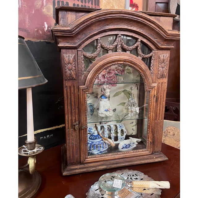 Antique French Oak Ornate Curio Display Cabinet For Sale - Image 14 of 18