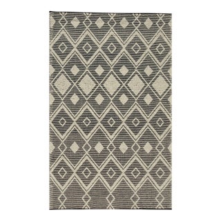 4x6 Luna Kilim Black Diamond Modern Handmade Wool Carpet Rug For Sale