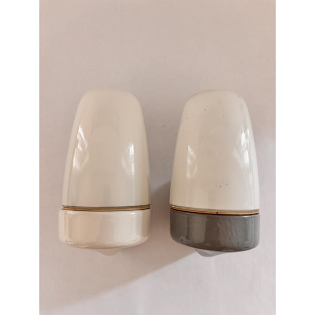 Light Blue Ceramic Model 6077 Sconces by Wilhelm Wagenfeld for Lindner, 1950s, Set of 2, in Very Good conditions. Designed...
