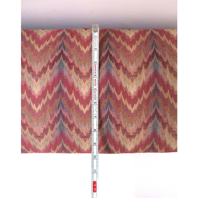 Footstool Bun Feet Schumacher Flamestitch or Missoni Style Upholstery Nail Head Design For Sale - Image 9 of 16