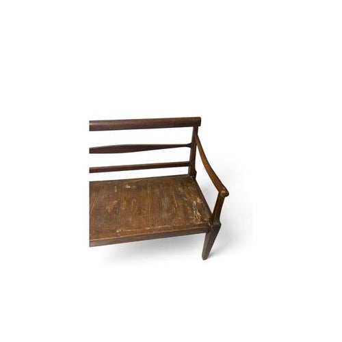 Large Antique Bench with Armrests For Sale - Image 9 of 11