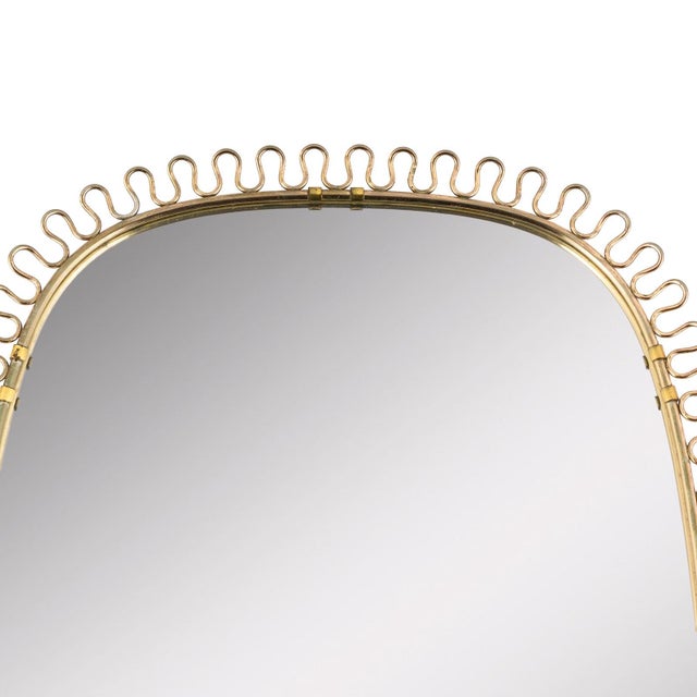 Mid-Century Modern Wall Mirror with Brass Loop Frame by Josef Frank for Svenskt Tenn, Sweden, 1960s For Sale - Image 3 of 7