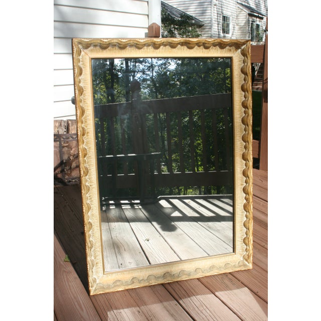 Gold Vintage Wood Mirror With Wavy, Shell Like Design For Sale - Image 8 of 8