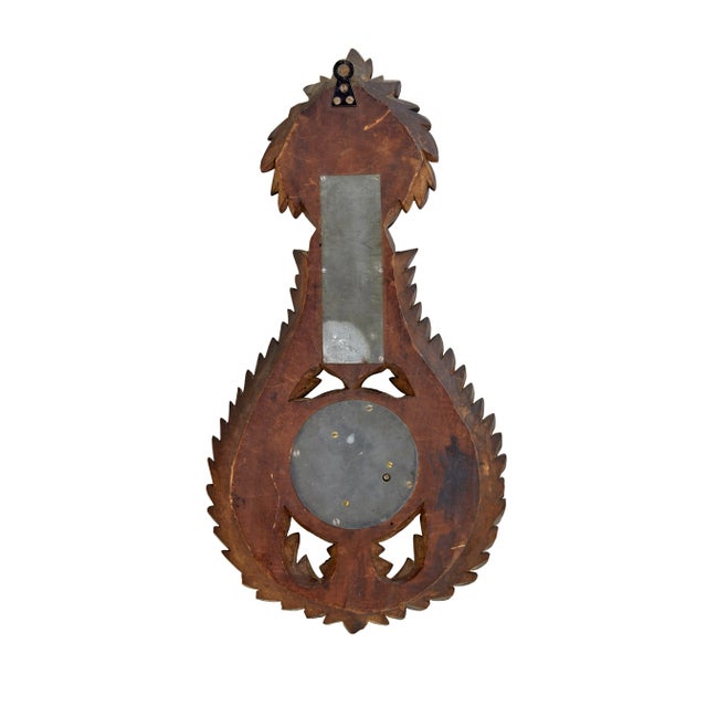 Antique Danish Carved Walnut Barometer, 1890 For Sale - Image 6 of 7