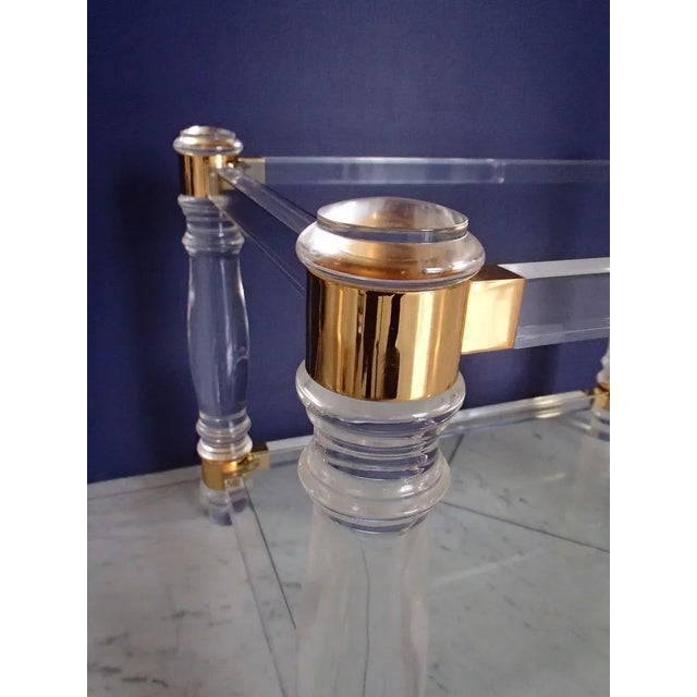 Vintage Acrylic Glass, Brass and Glass Side Tables, Set of 2 For Sale - Image 13 of 18