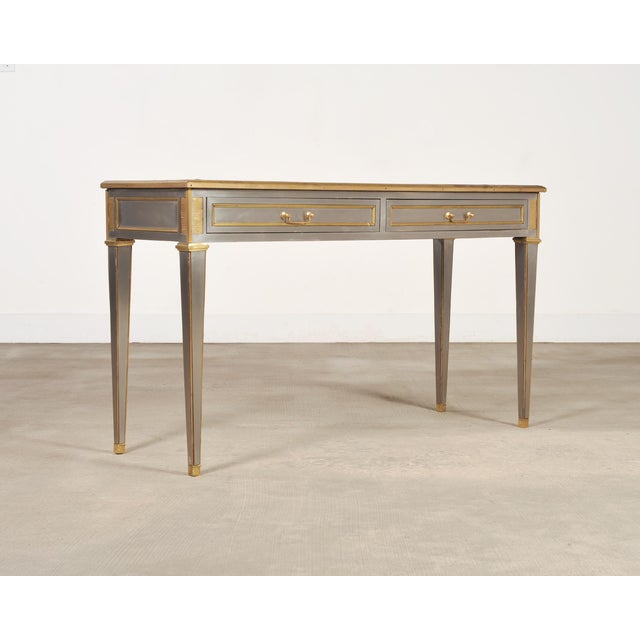 Neoclassical John Vesey Style Steel and Bronze Neoclassical Desk or Console For Sale - Image 3 of 17