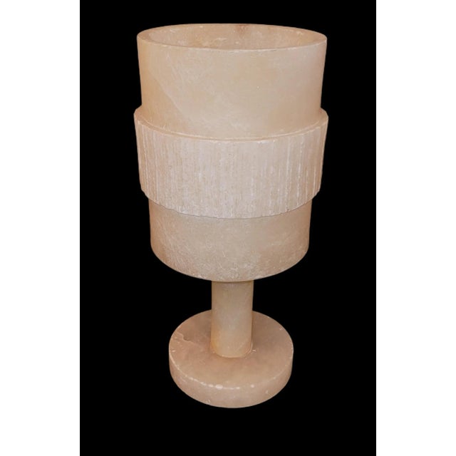 Stone Mid 20th Century French Alabaster Bedside Torchiere Lamp For Sale - Image 7 of 7
