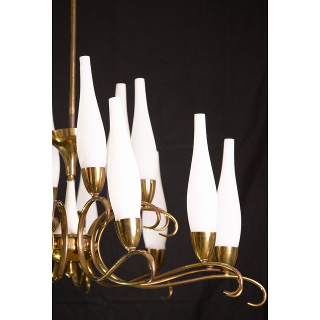 Metal Stilnovo Brass 18 Light Chandelier, 1950s For Sale - Image 7 of 13