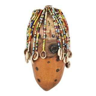Early 20th Century Nyamwezi Beaded Fertility Doll Gourd with Shells Tanzania For Sale