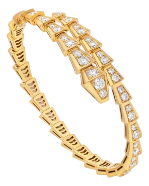 18k Yellow Gold 3 Ct Pave Diamond Serpenti Viper Slim Bracelet Size medium