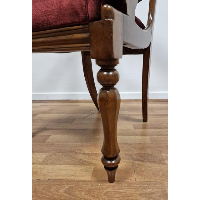 Empire Style Walnut Armchairs, Early 19th Century, Set of 2 For Sale - Image 13 of 17