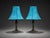 Mid 20th Century Matching Pair of Blue Shade Table Lamps With Bronze Tone Bases For Sale - Image 4 of 6