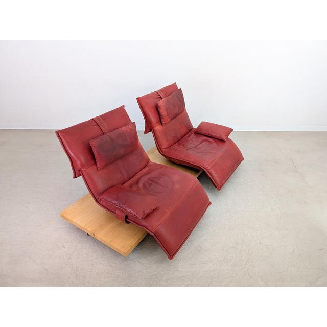 Free Motion 2-Seater Sofa in Oak and Red Leather from Koinor For Sale - Image 10 of 18