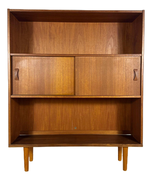 Danish Teak Bookcase with Sliding Doors, 1960s