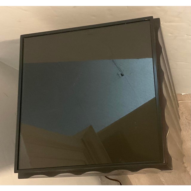 Original retail $1620, stylish Caracole French Modern Dark Chocolate Brown Fluted Up to You Pedestal, smoked bronze glass...