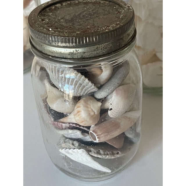 Coastal 5 Large Vintage Jars With Sea Shells for Coastal Decor For Sale - Image 3 of 7