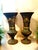 Pair of neoclassical Tuscan vases from the early 1800s, in terracotta with a beautiful dark patina and gold in the...