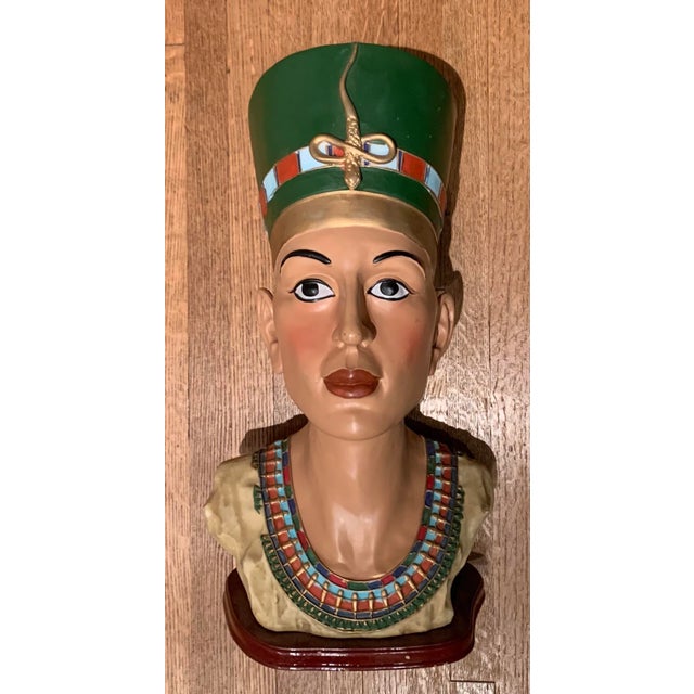 Vintage Composite Painted Egyptian Bust For Sale - Image 13 of 13