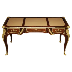 Louis XV Style Flat Desk in Marquetry and Rich Gilt Bronze Mounted, 1880