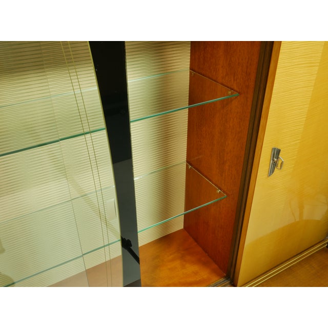 Black Mid-Century Living Room Display Cabinet with Glass Sliding Doors, Germany, 1960s For Sale - Image 8 of 18