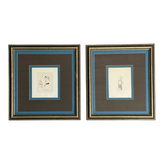 Charles Bragg, Two Etchings, Nasty Series, Signed and Stamped, American, 20th C. For Sale