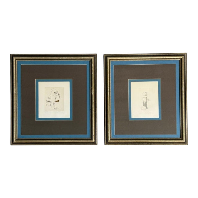 Charles Bragg, Two Etchings, Nasty Series, Signed and Stamped, American, 20th C. For Sale