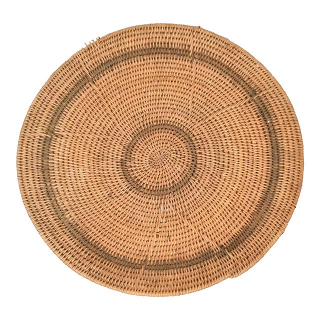 Early 20th Century Makenge Flat Wedding Basket 16 Inch Zambia For Sale