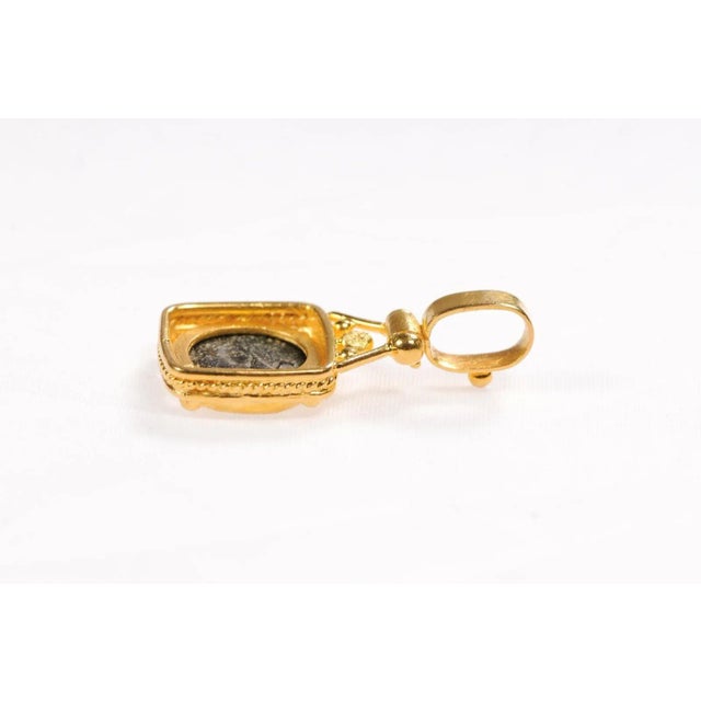 4th Century Greek Bronze Coin W 22 Karat Gold Setting For Sale - Image 9 of 12