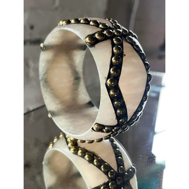 Metal Vintage 1980s Brass Studded Bangle Bracelet For Sale - Image 7 of 9