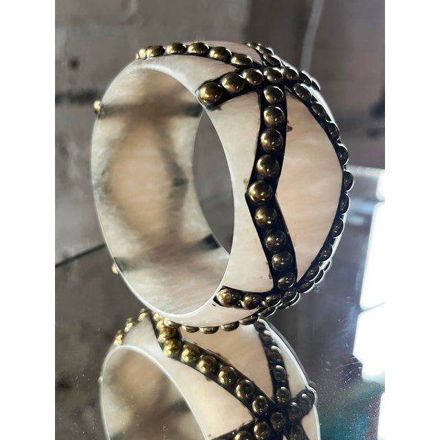 Metal Vintage 1980s Brass Studsws Bangle Bracelet For Sale - Image 7 of 9