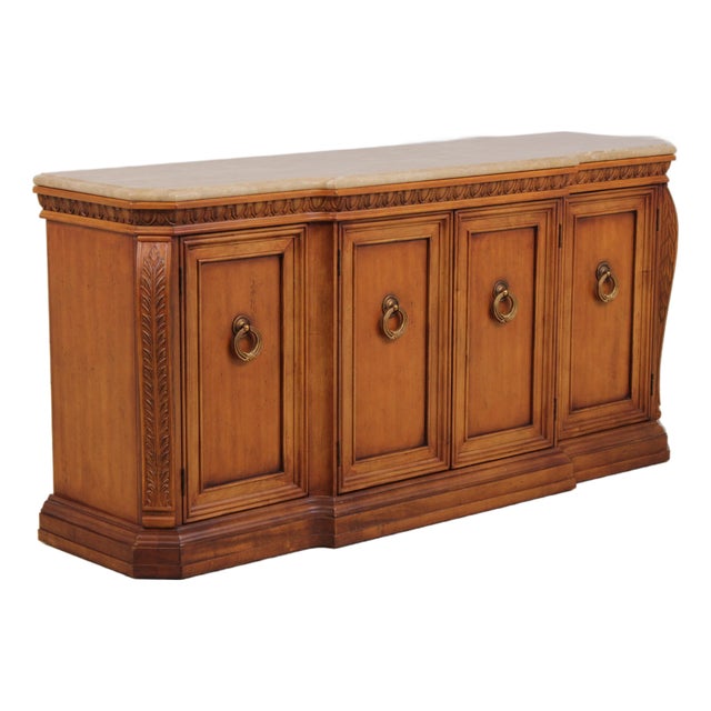 Century Marble Top Cherry Credenza Sideboard For Sale