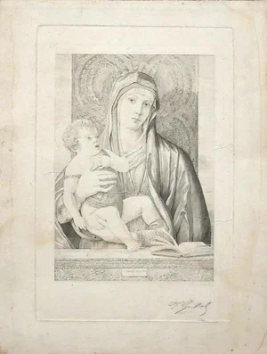 Ferdinand Gaillard, Madonna and Child, Original Bulino, 19th Century
