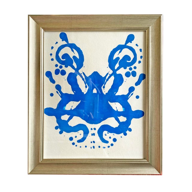 2020s Original Rorschach Test–Inspired Abstract Paintings – Hand-Painted Acrylic on Rice Paper, Framed Modern Art Set For Sale - Image 5 of 6