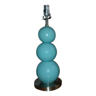 Vintage Light Turquoise Porcelain and Chrome Three Gourd Table Lamp For Sale