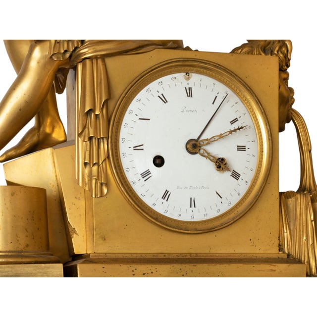 Metal French Empire Bronze Mantel Clock, 1800s For Sale - Image 7 of 12