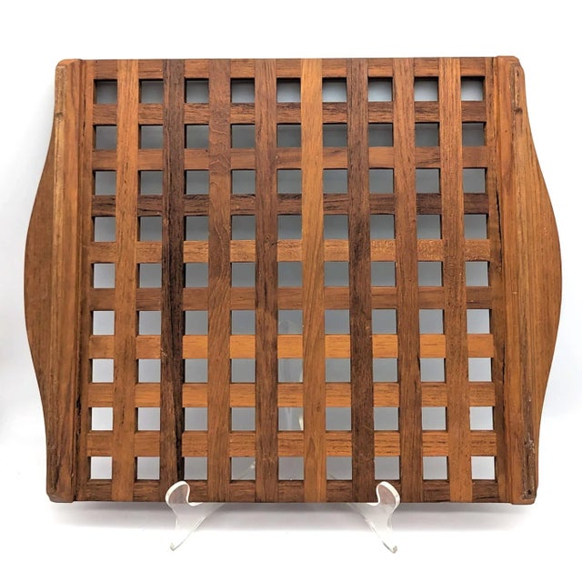Jens Quistgaard 1950s Jens H Quistgaard Teak Wood Trellis Tray For Sale - Image 4 of 11