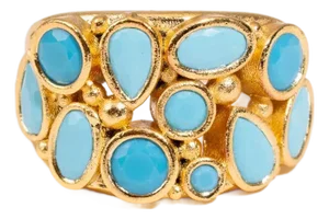 Turquoise Dream Gold Adjustable Ring, Size 8