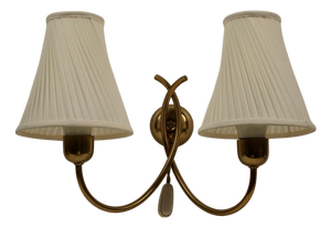 Mid-Century Brass Wall Lamp with Silk Shades by Josef Frank, Austria, 1950s