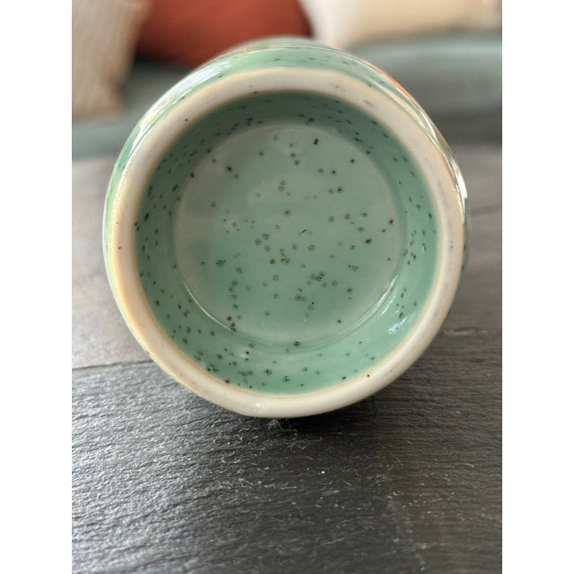 Vintage Studio Pottery Vase – Aqua Green & Rust Brown Drip Glaze – 5.5” For Sale - Image 4 of 4