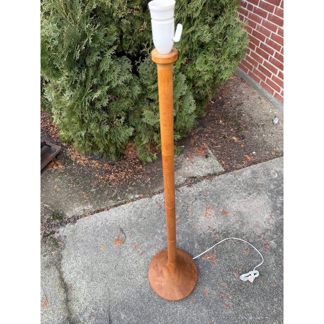 Danish Floor Lamp in Hand-Turned Oak by Lisbeth Brams for Brdr. Krüger, 1960s For Sale - Image 4 of 7